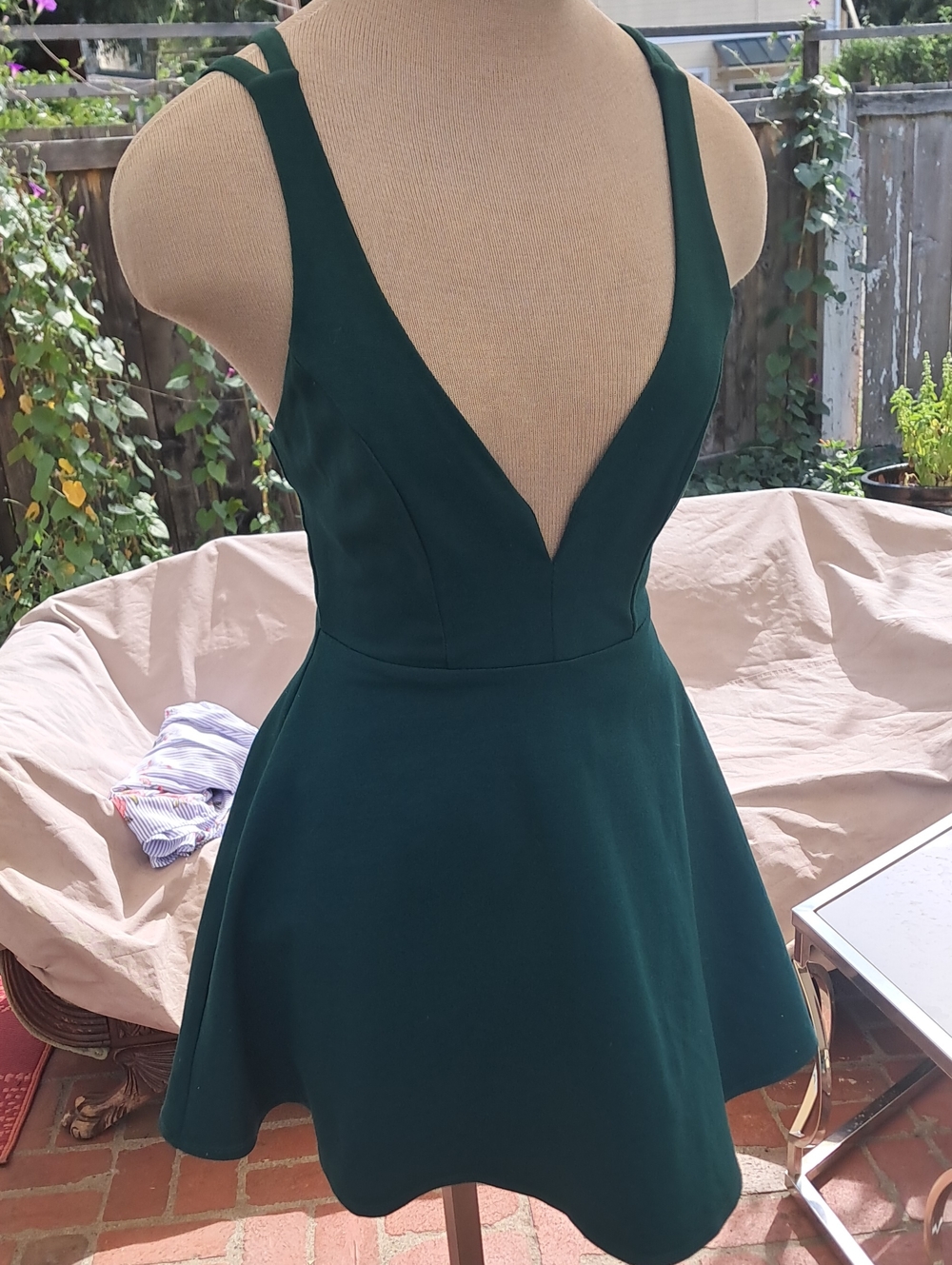 Lulu's Emerald Deep V-Neck Mini Dress
